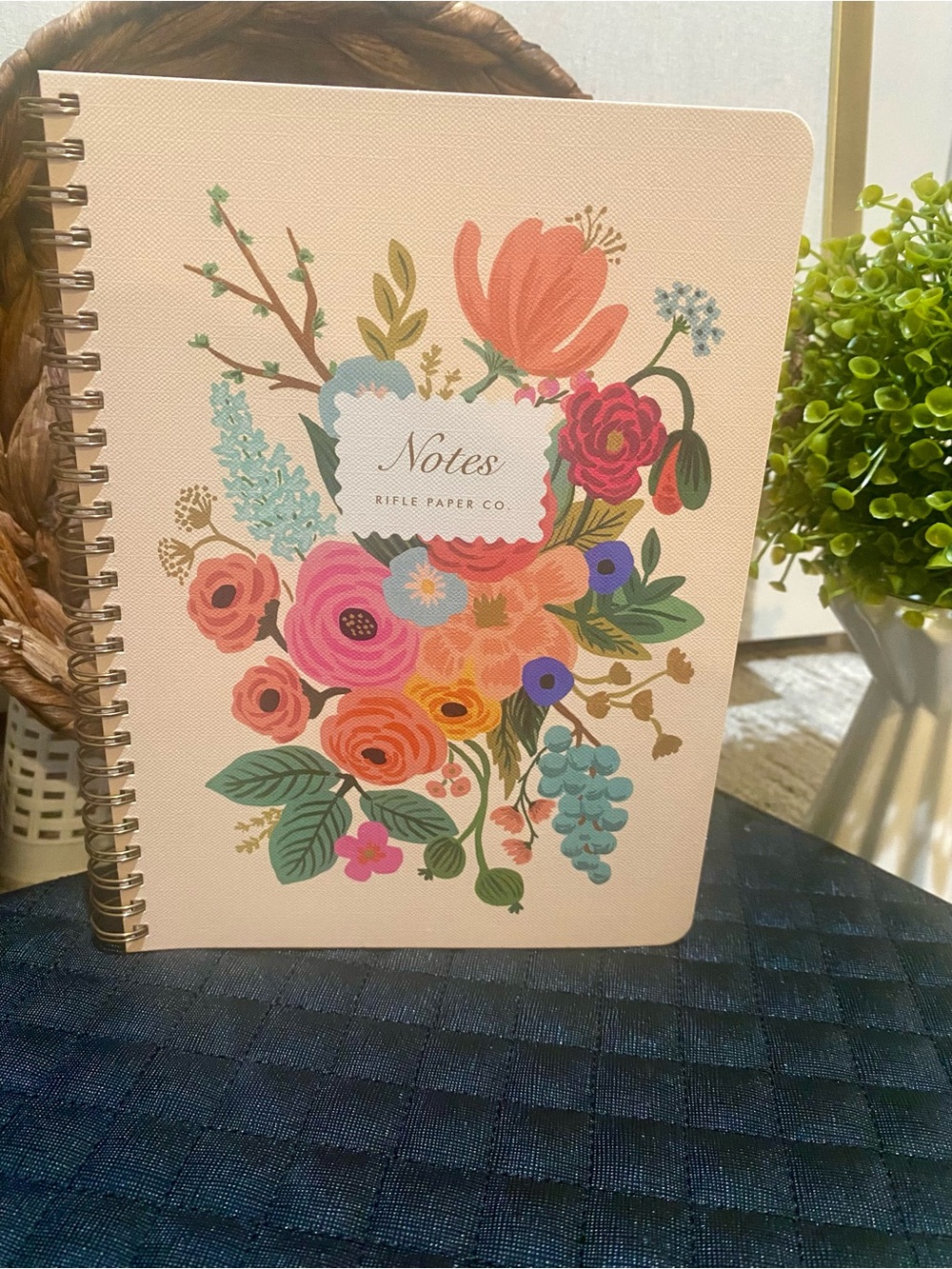 Rifle Paper Co. Pink Floral Spiral Notebook with Multicolor Bouquet